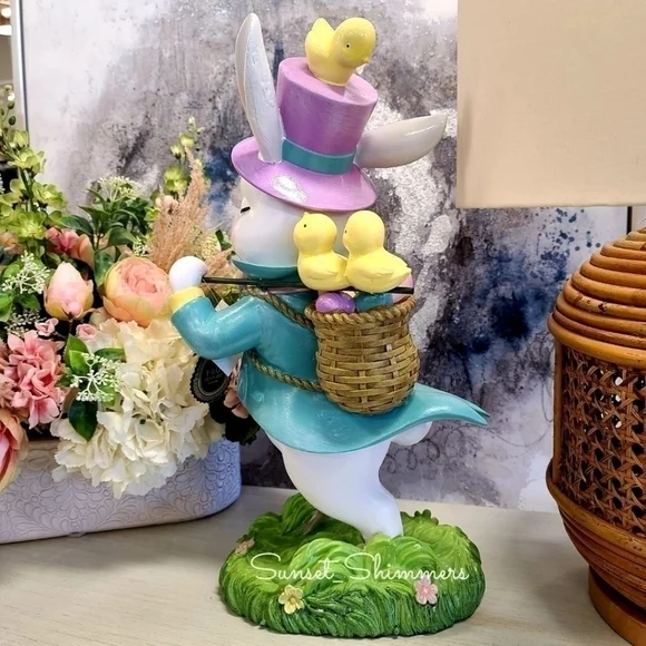 XL 20" FAO SCHWARZ MAD HATTER Victorian Easter BUNNY RABBIT Statue Figurine New - Picture 6 of 12